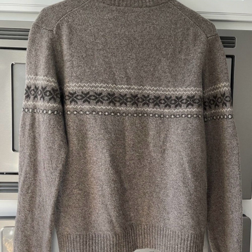 Vintage J. Crew 100% Lambs Wool Sweater Quarter Zip Sweater Nordic Fair Isle - Picture 2 of 11